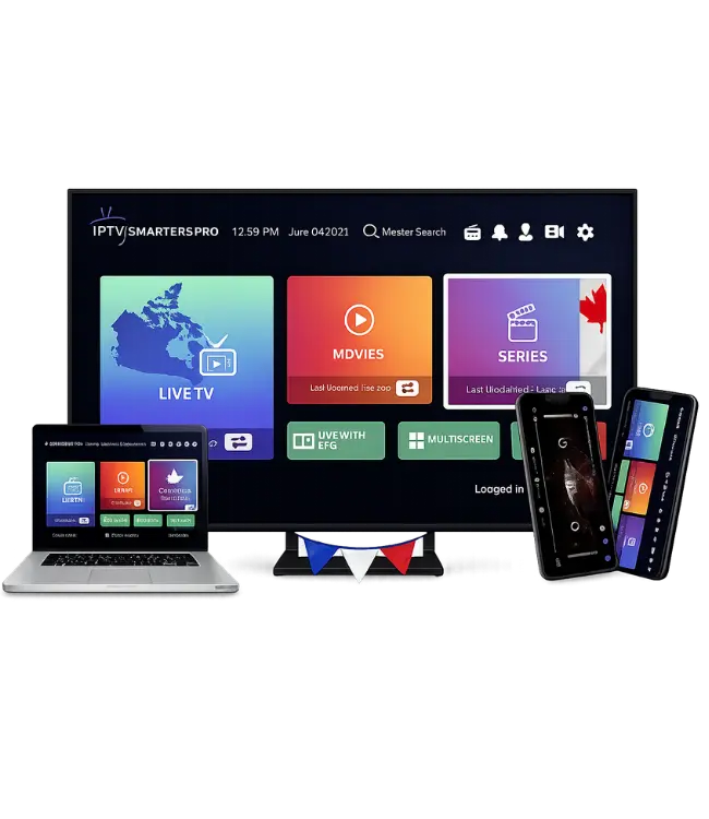 IPTV Smarters Pro on TV, laptop and mobile devices